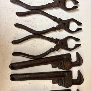 Vintage Style Metal Pliers and Wrenches Set Decor Bottle Opener
